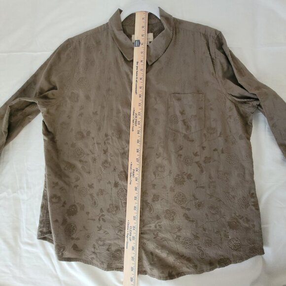Territory Ahead Floral Brown Long Sleeve Shirt Flocked  Designs Size XL - Picture 10 of 14